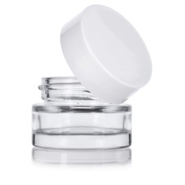 Clear Glass 0.25 oz Thick Wall Balm Jars with White Foam Lined Smooth Lids (12 pack)