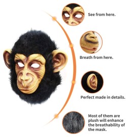 Animal Mask Monkey Mask Novelty Halloween Costume Party Animal Head Mask Chimp