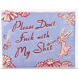 Blue Q Please Don\'t F With My Stuff Zipper Pouch Chunky sturdy zipper, easy-to-wipe-clean, made from 95% recycled material, organize a larger bag, 7.25 h x 9.5 w