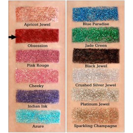 GLITTIES - Obsession - Cosmetic Grade Extra Fine (.006) Loose Glitter Powder Safe for Skin! Perfect for Makeup, Body Tattoos, Face, Hair, Lips, Soap, Lotion, Nail Art - (10 Gram Jar)