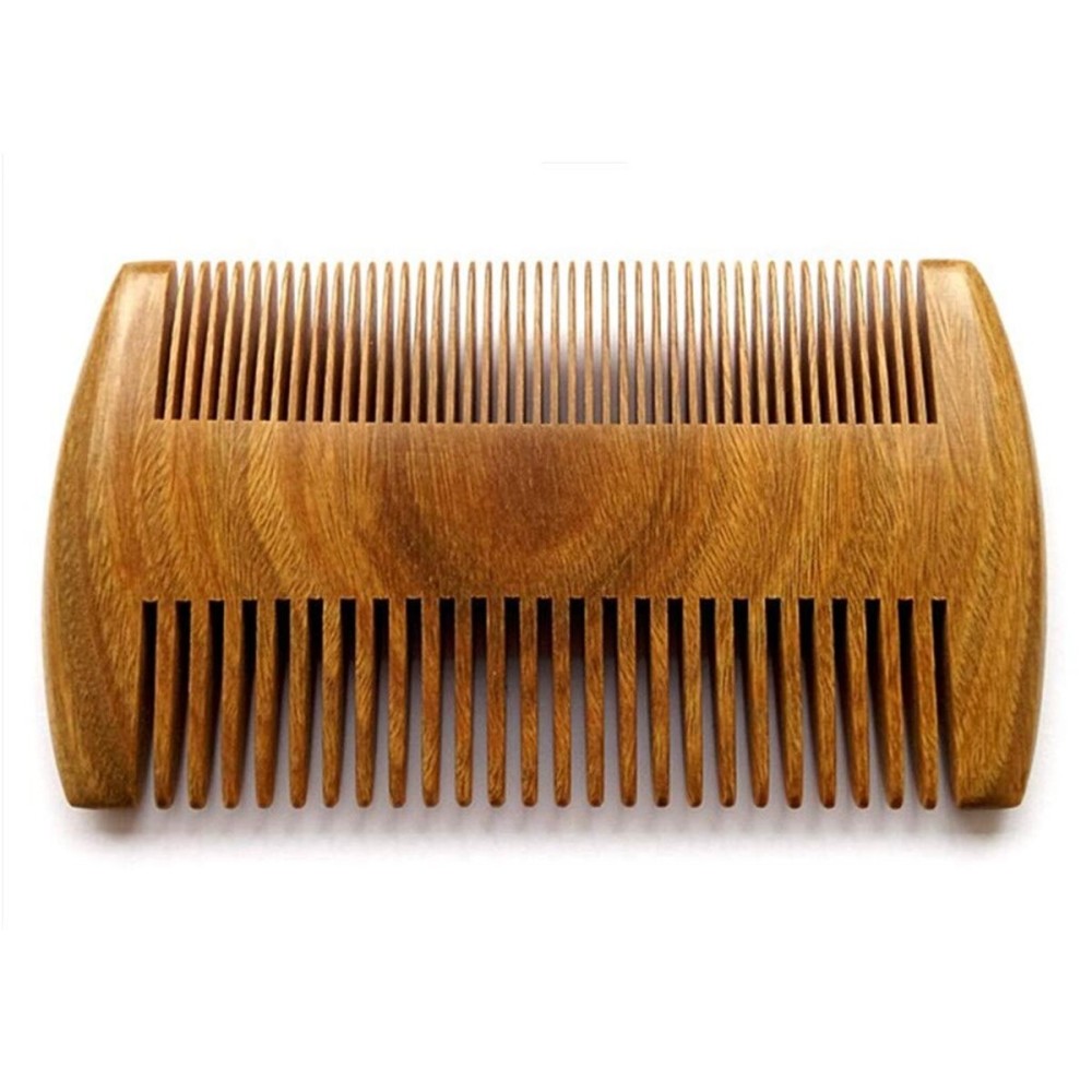 Myhsmooth Green Sandalwood Beard Comb, 4 Long Two Sides, Handmade Natural No Static Comb with Aromatic Scent for Long and Short Beards, Mustache Comb, Pack of 1 Pcs