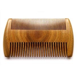 Myhsmooth Green Sandalwood Beard Comb, 4 Long Two Sides, Handmade Natural No Static Comb with Aromatic Scent for Long and Short Beards, Mustache Comb, Pack of 1 Pcs