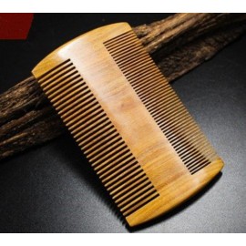 Myhsmooth Green Sandalwood Beard Comb, 4 Long Two Sides, Handmade Natural No Static Comb with Aromatic Scent for Long and Short Beards, Mustache Comb, Pack of 1 Pcs