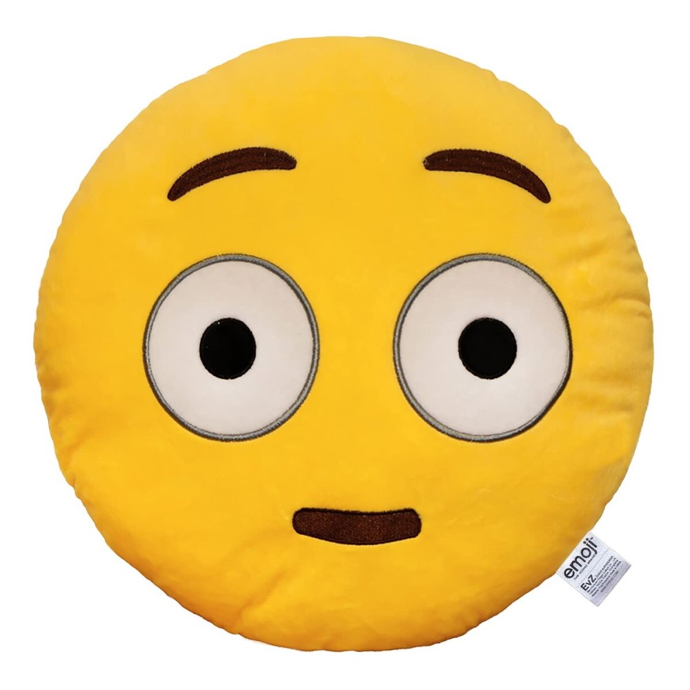 EvZ Emoji Blankly Face Emoticon Cushion Stuffed Plush Soft Pillow, Official Certified, 32cm Yellow