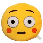 EvZ Emoji Flushed Face Emoticon Cushion Stuffed Plush Soft Pillow, Official Certified, 32cm Yellow