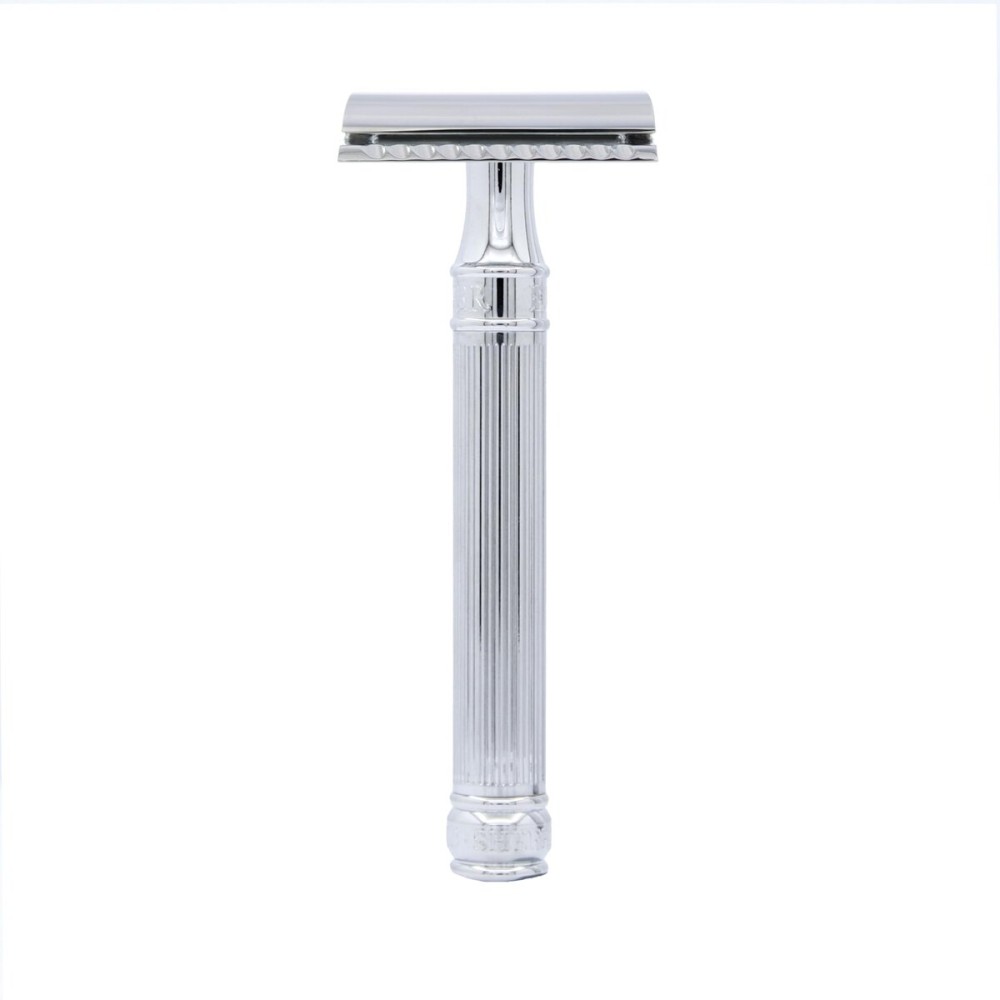 Edwin Jagger Chrome Lined Double Edge Razor - Long Handle