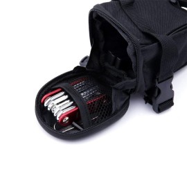 WOTOW Bike Repair Tool Kit & Bike Saddle Bag, 14 in 1 Bike Chain Tool Hex Key Wrench Maintain Accessories Multitool Set with Portable Under Seat Bag for Road Mountain Commuter Bicycle(Red)