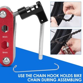 WOTOW Bike Repair Tool Kit & Bike Saddle Bag, 14 in 1 Bike Chain Tool Hex Key Wrench Maintain Accessories Multitool Set with Portable Under Seat Bag for Road Mountain Commuter Bicycle(Red)