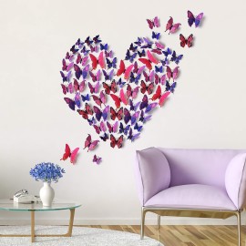 24pcs 3D Vivid Special Man-Made Lively Butterfly Art DIY Decor Wall Stickers Decals Nursery Decoration, Bathroom Dcor, Office Dcor, 3D Wall Art, 3D Crafts for Wall Art Kids Room Bedroom