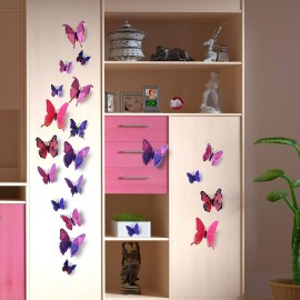 24pcs 3D Vivid Special Man-Made Lively Butterfly Art DIY Decor Wall Stickers Decals Nursery Decoration, Bathroom Dcor, Office Dcor, 3D Wall Art, 3D Crafts for Wall Art Kids Room Bedroom