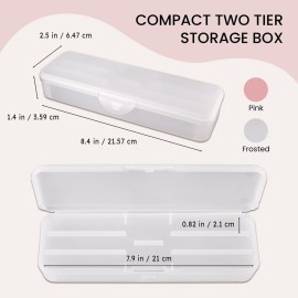 Beauticom Double-Layer Personal Storage Storage Case for Professional Nail Art Pens, Nail Brush, Tools (Frosted White)