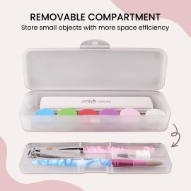 Beauticom Double-Layer Personal Storage Storage Case for Professional Nail Art Pens, Nail Brush, Tools (Frosted White)