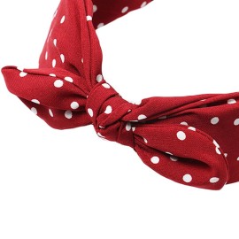 Qunson Women\'s Red Polka Dot Pin-Up Bow on Headband Hair Band (b) Qunson Women\'s Red Polka Dot Pin-Up Bow on Headband Hair Band (b)
