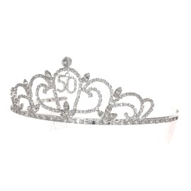 SAMKY Rhinestone Crystal Birthday Tiara Crown 15/16/18/21/30/40/50/60/70/80th - 50th T1169