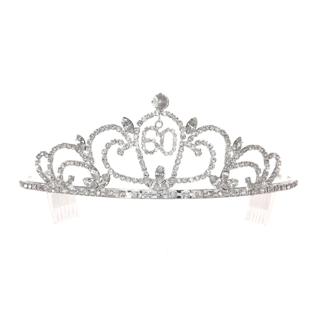SAMKY Rhinestone Crystal Birthday Tiara Crown 15/16/18/21/30/40/50/60/70/80th - 60th T1170