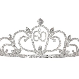 SAMKY Rhinestone Crystal Birthday Tiara Crown 15/16/18/21/30/40/50/60/70/80th - 60th T1170