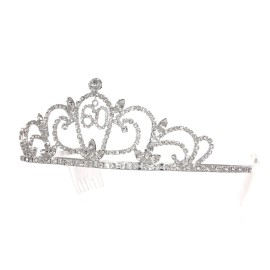 SAMKY Rhinestone Crystal Birthday Tiara Crown 15/16/18/21/30/40/50/60/70/80th - 60th T1170