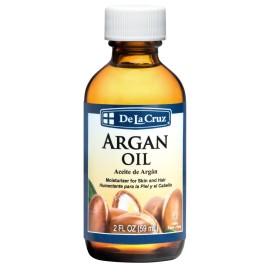 De La Cruz 100% Argan Oil of Morocco - Pure Cold-Pressed Virgin Moroccan Argan Oil for Hair and Skin - 2 FL OZ