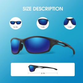 Duduma Polarized Sports Sunglasses for Men Women Running Cycling Fishing Golf Driving Shades Sun Glasses Tr90 (black matte frame with blue lens)