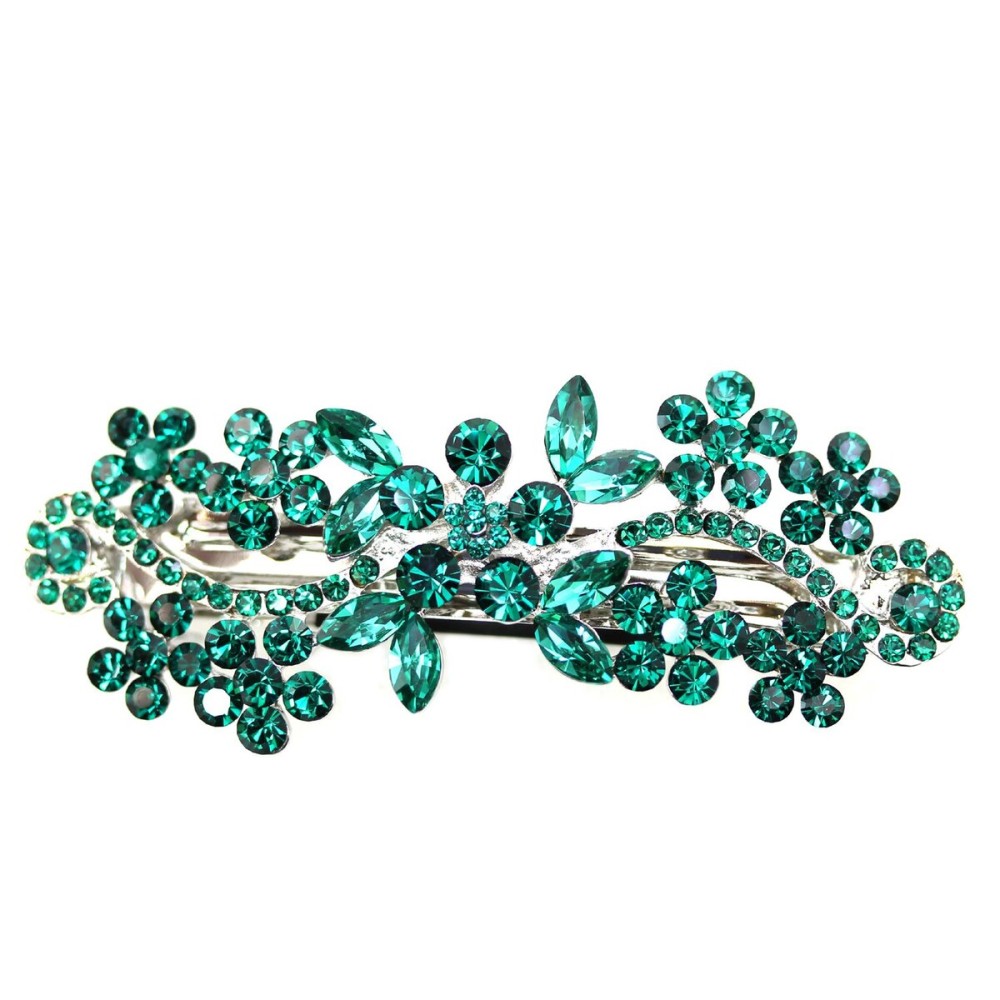 Faship Gorgeous Emerald Green Crystal Hair Barrette Clip Faship Gorgeous Emerald Green Crystal Hair Barrette Clip