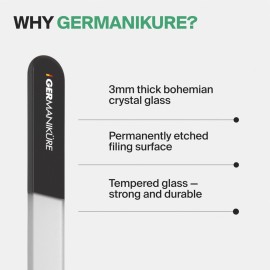 GERMANIKURE Glass Nail File in Suede Sleeve - All You Need is Less - Professional Crystal Nail File for Natural Nails - Ideal Manicure & Pedicure Tool for Smooth, Easy Shaping - Nail Care Gift