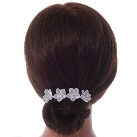 Calla Lilly Bridal/Wedding/Prom/Party Rhodium Plated Clear Austrian Crystal Floral Hair Comb - 85mm