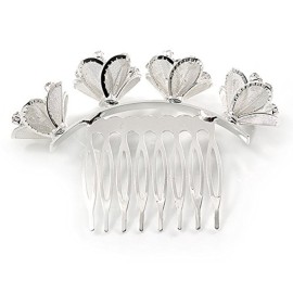 Calla Lilly Bridal/Wedding/Prom/Party Rhodium Plated Clear Austrian Crystal Floral Hair Comb - 85mm