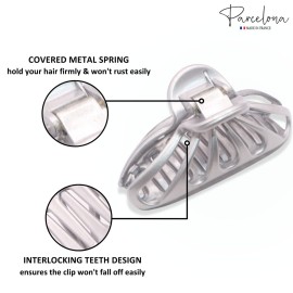 Parcelona French Small Rain Drop 2 3/4 Inches Celluloid Claw Jaw Hair Clip (Silver)