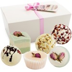 BRUBAKER Cosmetics 6 Handmade Secret Romance Spa Bath Bombs Bath Melts Bath Truffles Gift Set - All Natural Vegan, Organic Shea Butter, Cocoa Butter and Olive Oil Moisturize Dry Skin