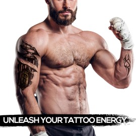 6-Sheet Mechanical Arm Temporary Tattoos for Men Women and Teens - Realistic Waterproof Fake Tattoos for Halloween Cosplay Festivals and Parties