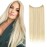 SARLA Invisible Wire Hair Extensions Straight Long Synthetic Hairpieces 22 Inch Adjustable Transparent Headband for Women Beach Blonde