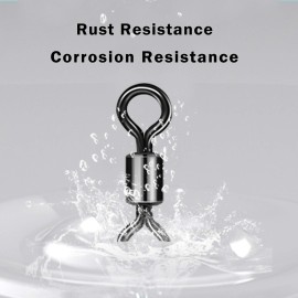 Barrel Fishing Swivels Kit 500pcs Rolling Swivels Fishing Tackle Saltwater Heavy Duty Fishing Line Connectors Black Stainless Steel Bearing Swivels for Saltwater Freshwater 30-97Lbs