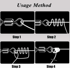 Barrel Fishing Swivels Kit 500pcs Rolling Swivels Fishing Tackle Saltwater Heavy Duty Fishing Line Connectors Black Stainless Steel Bearing Swivels for Saltwater Freshwater 30-97Lbs