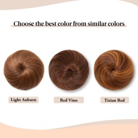 SARLA Synthetic Drawstring Hair Buns Extensions Light Auburn Fake Hair Bun Hair Piece for Women Girls Lady Donut Chignon SARLA Synthetic Drawstring Hair Buns Extensions Light Auburn Fake Hair Bun Hair Piece for Women Girls Lady Donut Chignon