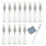 Elfenstal- 25pcs Clear 5ml 1/6oz Glass Atomizer bottle Spray Refillable Perfume Empty Bottle Glass Clean Cloth for Travel Party Must Makeup Tool