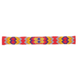 Zig Zag Beaded Elastic Headband - Red OSFM