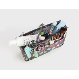 Cosmetic Bag for Women Cute Printing 14 Pockets Expandable Makeup Organizer Purse with Handles (Dog)