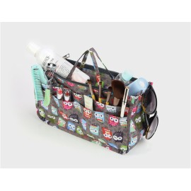 Cosmetic Bag for Women Cute Printing 14 Pockets Expandable Makeup Organizer Purse with Handles (Dog)