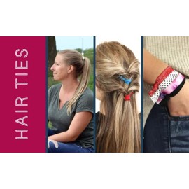 Kenz Laurenz 100 Hair Ties No Crease Ribbon Elastics Ouchless Ponytail Holders Hair Bands (100 Hair Ties-Prints and Solids)