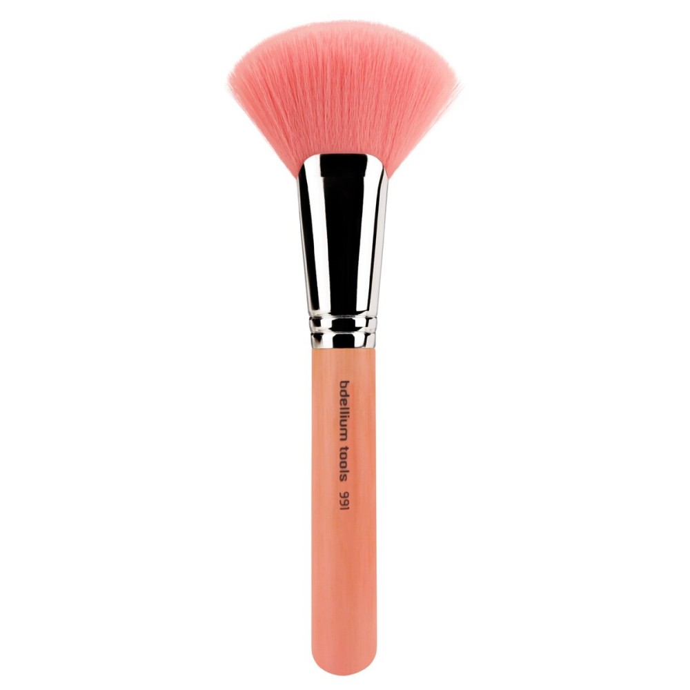Bdellium Tools Professional Makeup Brush - Pink Bambu Series 991 Face Fan - With Soft Synthetic Fibers, For Defining the Cheekbones (Pink, 1pc)
