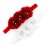 My Lello Baby Flower Headbands Fabric Beaded Trio Stretchy Elastic Pair (Red/White)