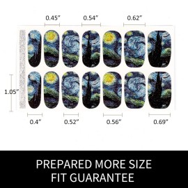 3D Van Gogh\'s Starry Night Fullnail Stickers, Full Nail Starry Sky Art Gel Nail Polish Sticker Decals, Shimmery Glittery, Long Lasting, Easy to Apply & Remove - 2 Sheets(28 Nail Wraps) and 1 File 3D Van Gogh\'s Starry Night Fullnail Stickers, Full Nail Starry Sky Art Gel Nail Polish Sticker Decals, Shimmery Glittery, Long Lasting, Easy to Apply & Remove - 2 Sheets(28 Nail Wraps) and 1 File