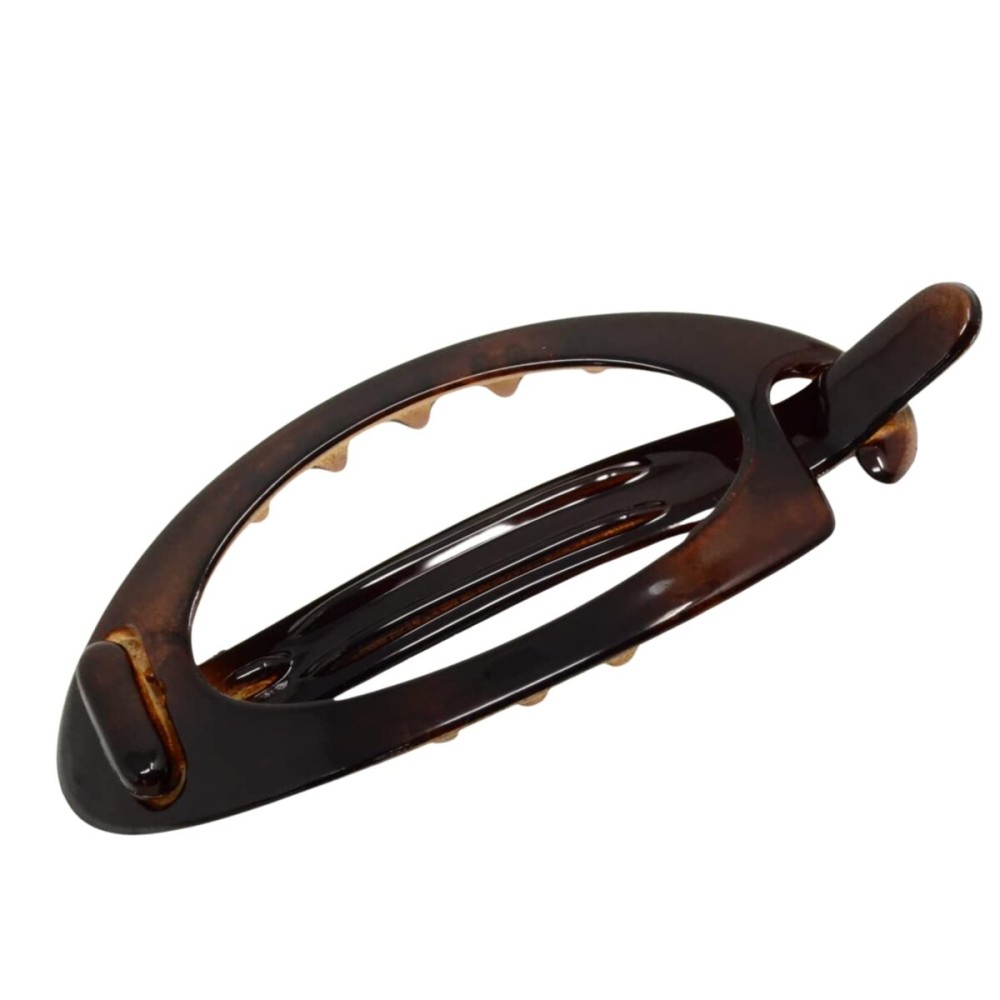 Parcelona French Plain Oval Simple 2 1/4 Inch Small Tortoise No Metal Hair Clip Barrette (Shell) by Parcelona