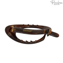 Parcelona French Plain Oval Simple 2 1/4 Inch Small Tortoise No Metal Hair Clip Barrette (Shell) by Parcelona