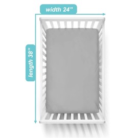TL Care 100% Natural Cotton Fitted Mini Crib Sheet 38 x 24 - Soft & Breathable Small Nesting Portable Crib Sheet, Fits Pack N Play Mattresses, Gray, for Boys & Girls