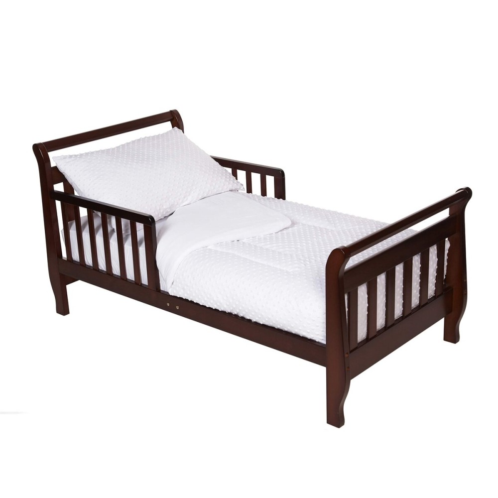 TL Care Minky Dot Chenille 4 Piece Toddler Bedding Set, White, for Boys and Girls