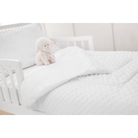 TL Care Minky Dot Chenille 4 Piece Toddler Bedding Set, White, for Boys and Girls