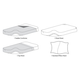 TL Care Minky Dot Chenille 4 Piece Toddler Bedding Set, White, for Boys and Girls