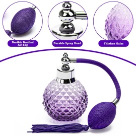 Coolrunner Crystal Art Vintage Style Refillable Perfume Atomizer Long Spray Bottle 100ml(Purple)