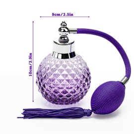 Coolrunner Crystal Art Vintage Style Refillable Perfume Atomizer Long Spray Bottle 100ml(Purple)